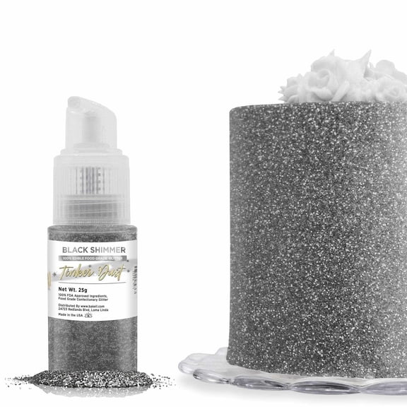 Bakell - Tinker Dust Black Shimmer Edible Glitter - Vibrant Sparkle, 25g Spray Pump