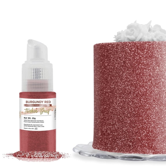 Bakell - Tinker Dust Burgundy Red Edible Glitter - Vibrant Sparkle, 25g Spray Pump
