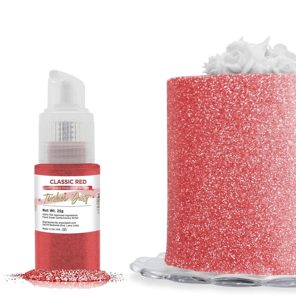 Bakell - Tinker Dust Classic Red Edible Glitter - Vibrant Sparkle, 25g Spray Pump