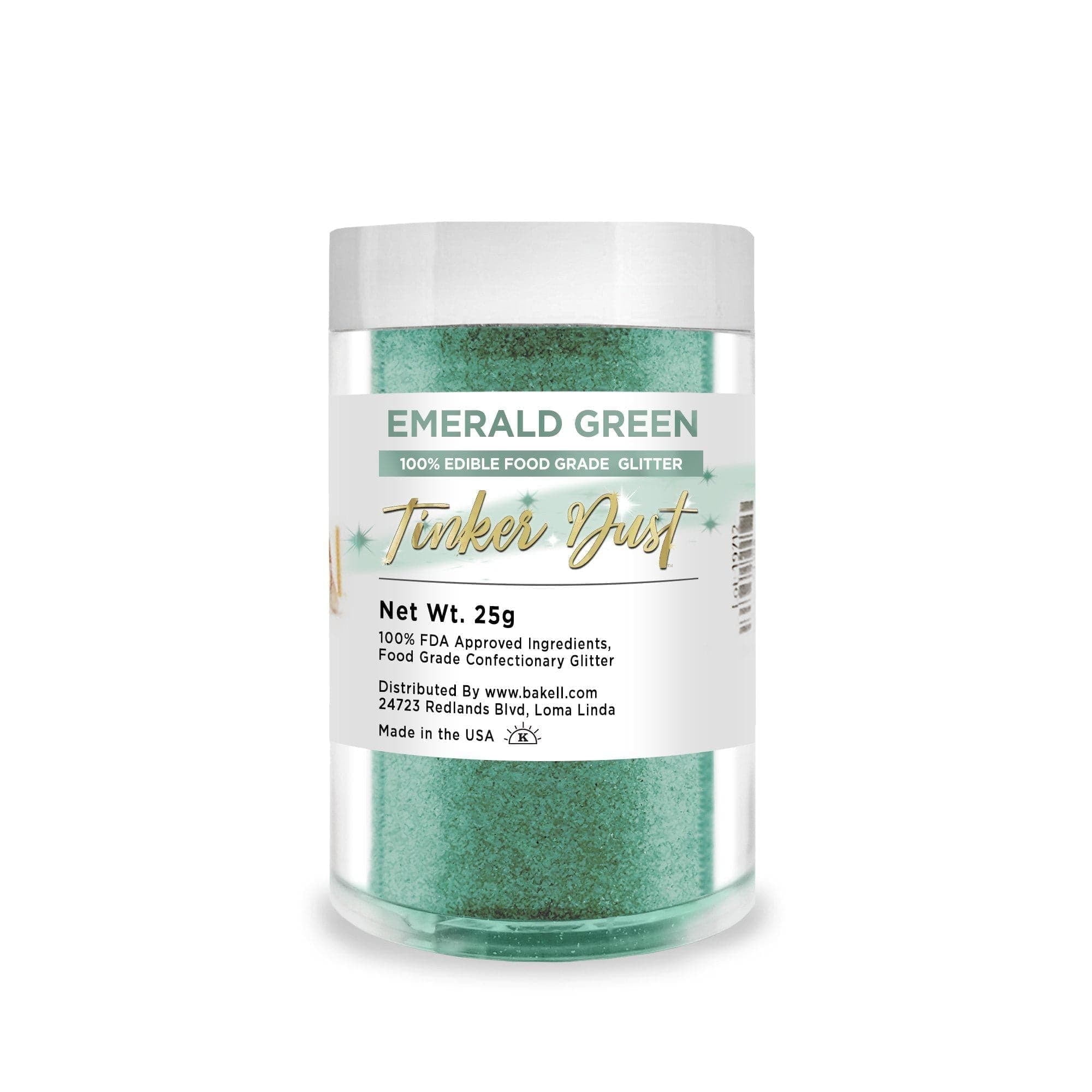 Bakell - Tinker Dust Emerald Green Edible Glitter - Vibrant Sparkle, 25g Jar