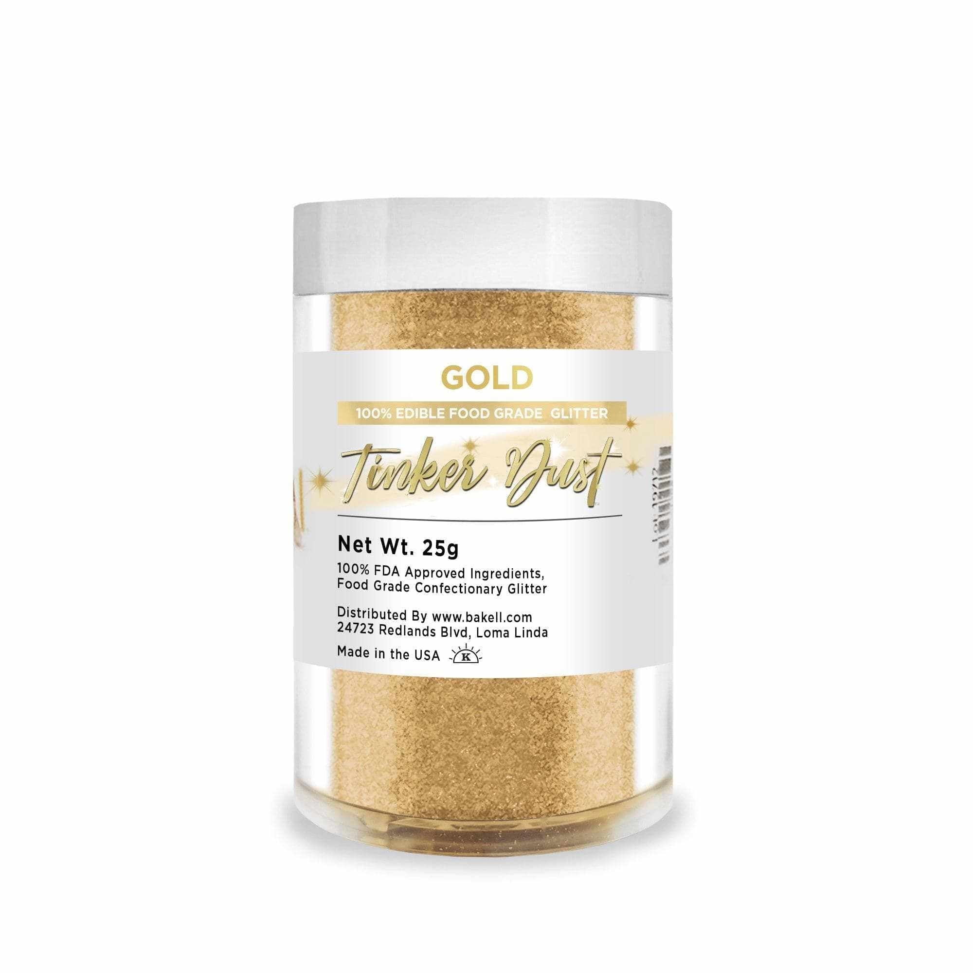 Bakell - Tinker Dust Gold Edible Glitter - Vibrant Sparkle, 25g Jar