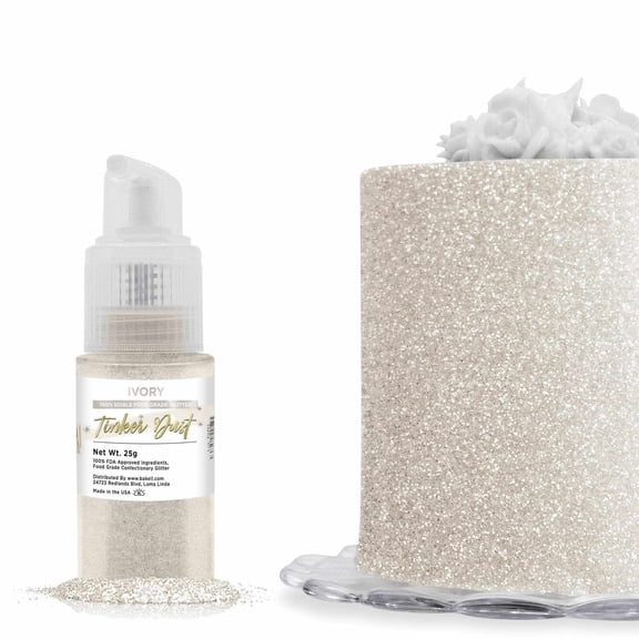 Bakell - Tinker Dust Ivory Edible Glitter - Vibrant Sparkle, 25g Spray Pump