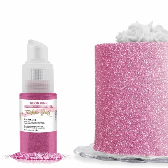 Bakell - Tinker Dust Neon Pink Edible Glitter - Vibrant Sparkle, 25g Spray Pump