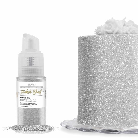 Tinker Dust Silver Edible Glitter - Vibrant Sparkle, 25g Pump