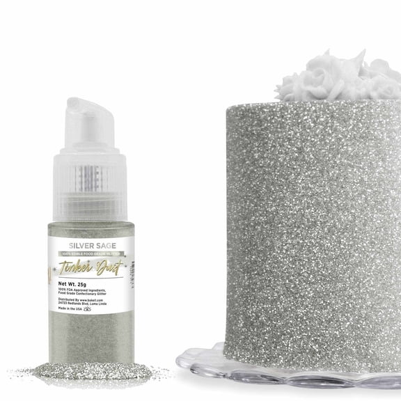 Bakell - Tinker Dust Silver Sage Edible Glitter - Vibrant Sparkle, 25g Spray Pump