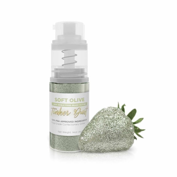 Bakell - Tinker Dust Soft Olive Edible Glitter - Vibrant Sparkle, 4g Spray Pump