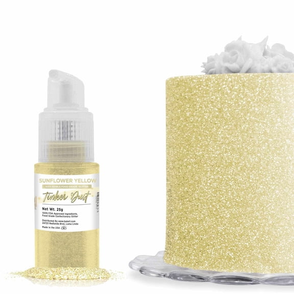 Bakell - Tinker Dust Sunflower Yellow Edible Glitter - Vibrant Sparkle, 25g Spray Pump