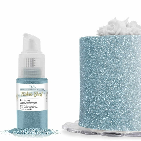Bakell - Tinker Dust Teal Edible Cake Glitter - Vibrant Sparkle, 25g Spray Pump