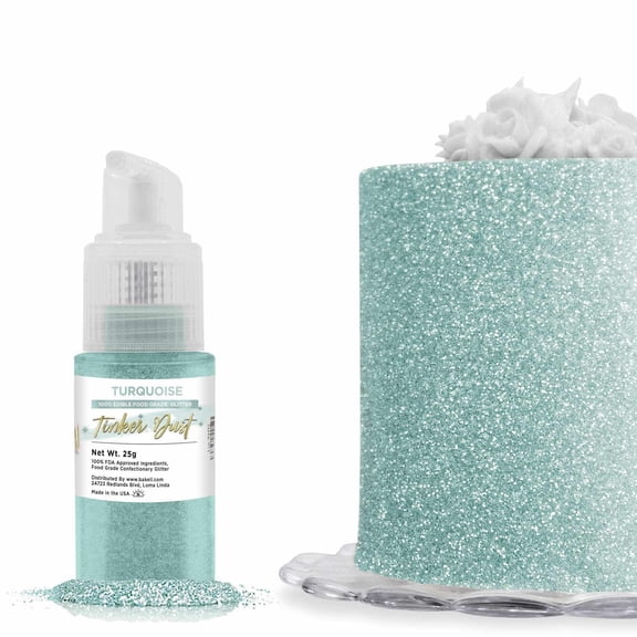 Bakell - Tinker Dust Turquoise Edible Glitter - Vibrant Sparkle, 25g Spray Pump