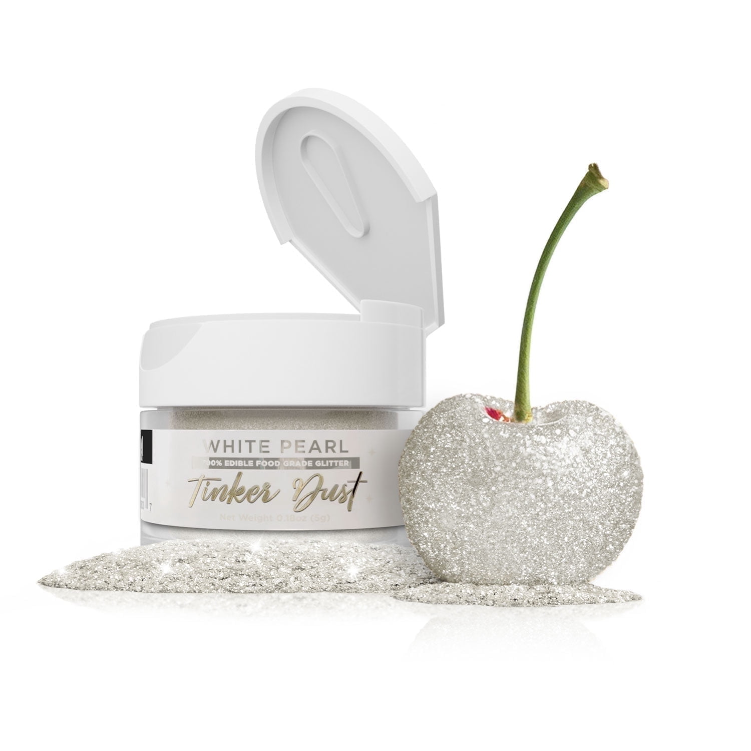 Bakell - White Pearl Tinker Dust (5g, x1 Jar) Edible Glitter for Food, Desserts, and Beverages!