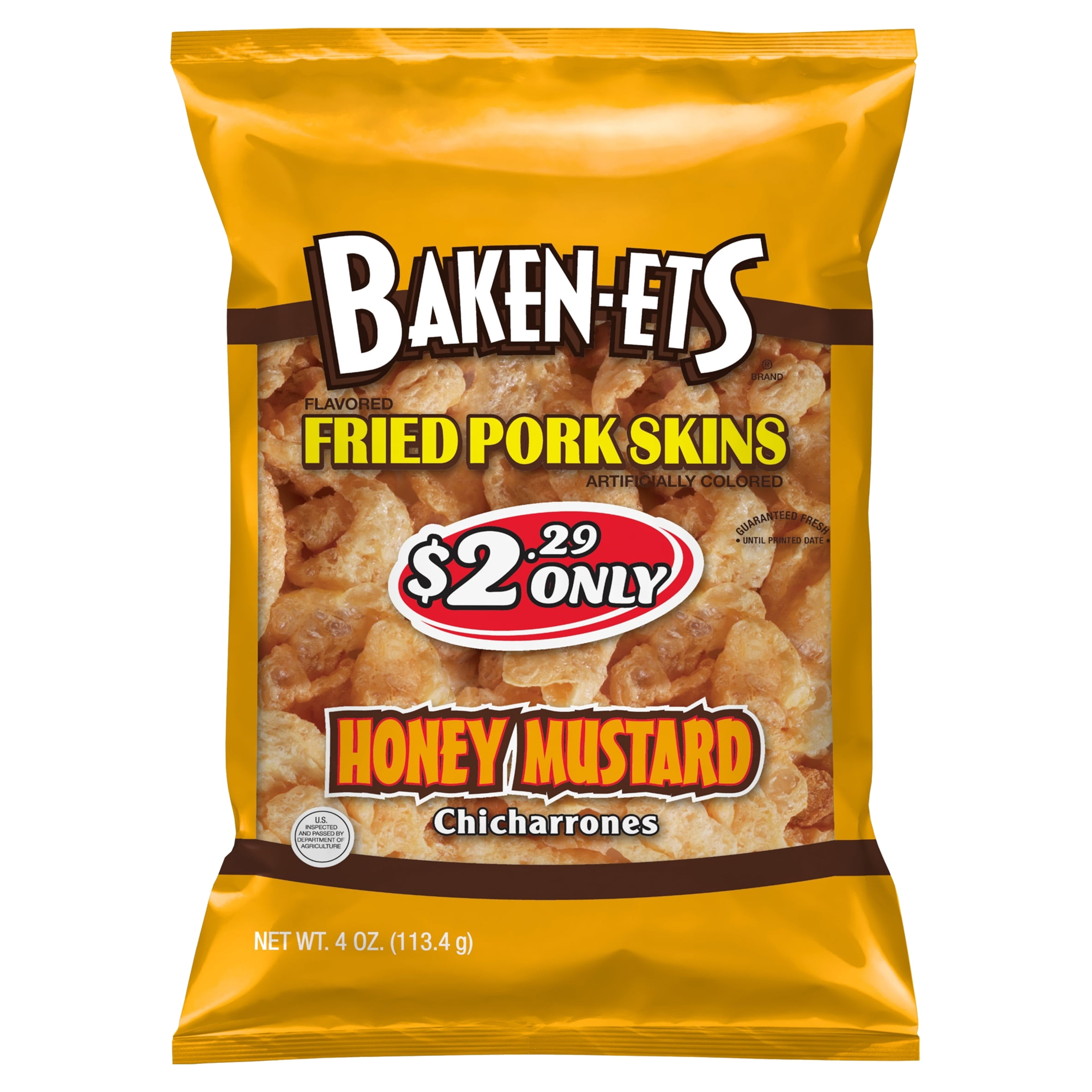 Chicharrones Flavored Fried Pork Skins Honey Mustard 4 Oz