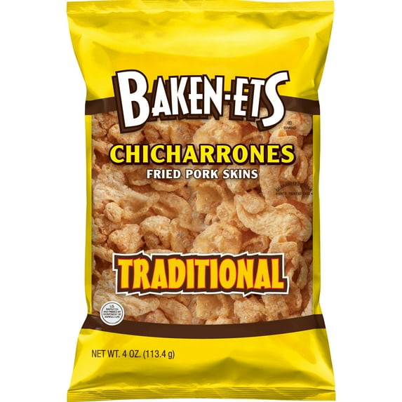 Baken-Ets Traditional Chicharrones Fried Pork Skins, 4 oz