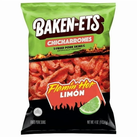 Baken-ets Chicharrones Fried Pork Skins Flamin' Hot Limon Flavor, 4 oz Bag - 2 pack