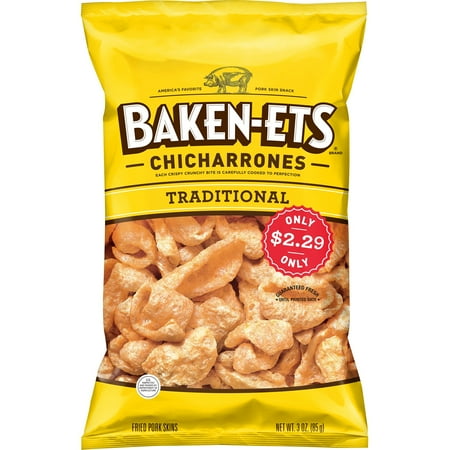 Baken-ets Traditional Flavor Fried Pork Skins Snacks, 3 oz Bag, 3 oz Size Per Serving, Value Pack