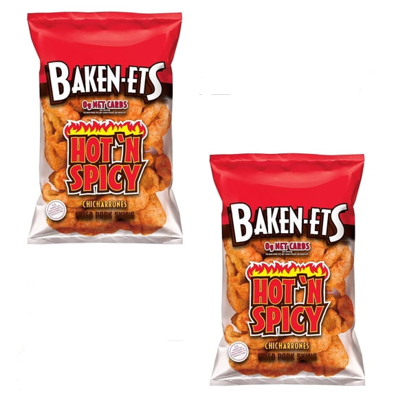 Bakenets Fried Pork Skins Hot & Spicy 4.0Oz Pack of 2