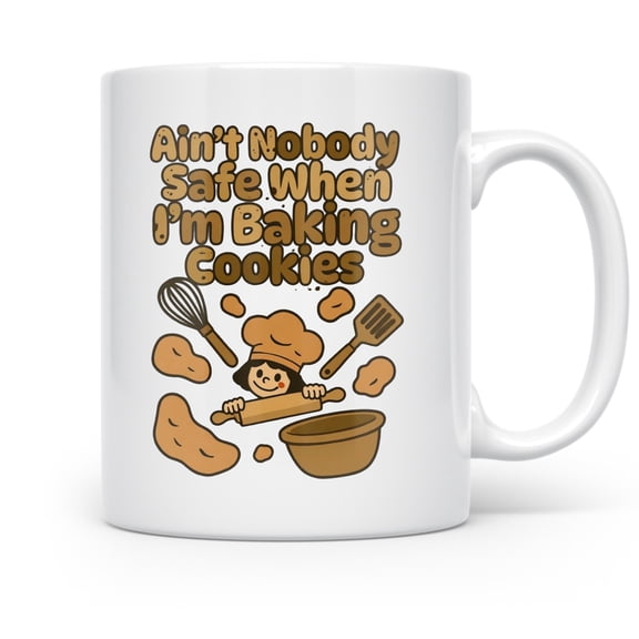 Baker 11 oz Coffee Mug - Retro Kitchen Humor Design White Ceramic