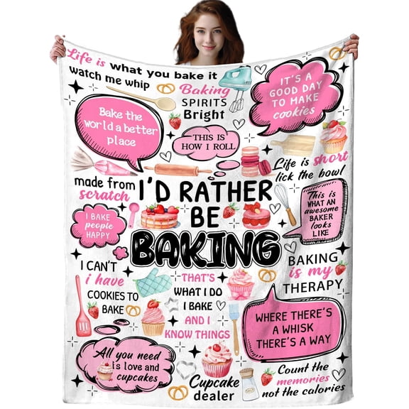 Baker Blanket Baking Gifts for Bakers Cookie Lovers,Bakers Stuff Baking Cooking Throw Blankets,Funny Baking Gifts for Women Mom Sister Wife 50"X40"