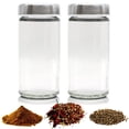 thumbnail image 1 of Baker Boutique 2 Pcs Silver Spice Jars, 3oz Empty Round Spice Containers with Airtight Metal Caps with Shaker Lids (2, clear), 1 of 6
