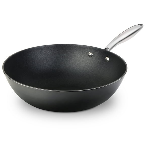Baker Boutique Light Cast Iron Wok Non-Stick Coating, Stainless Steel, 12"