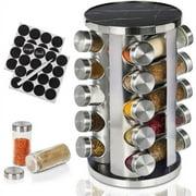 Baker Boutique Stainless Steel Rotating Spice Rack with Jars for Kitchen(Black Marble)