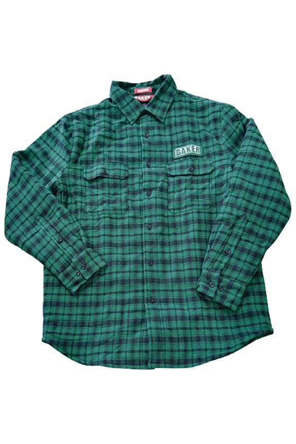 Brand Logo Flannel Jacket Medium Green