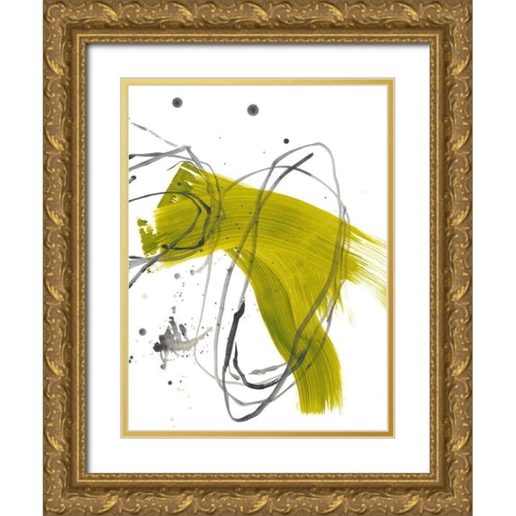 Baker, Bronwyn 12x14 Gold Ornate Wood Framed with Double Matting Museum Art Print Titled - Citron Fusion No. 2