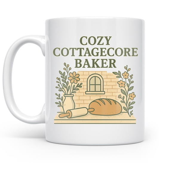 Baker 11 oz Coffee Mug - Cozy Cottagecore White Ceramic Gift