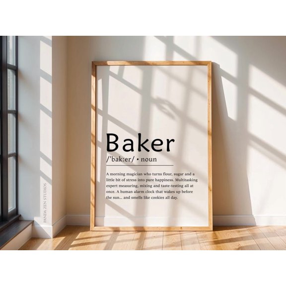 Baker Definition Print Baking Wall Art Kitchen Decor Gift For Baker Whimsical Bakery Poster Chef Gift