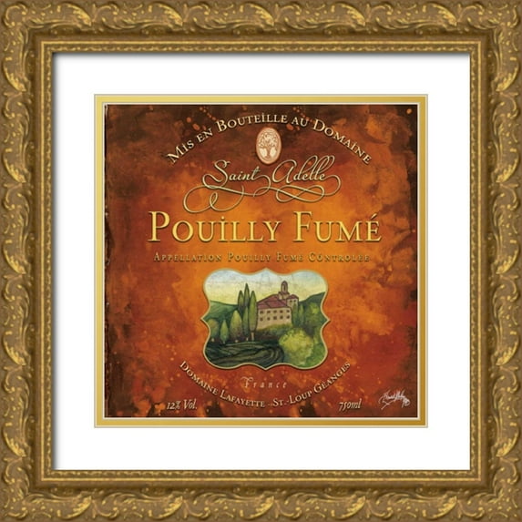 Baker, Mary Beth 20x20 Gold Ornate Wood Framed with Double Matting Museum Art Print Titled - Still Life Wine Label Square VI