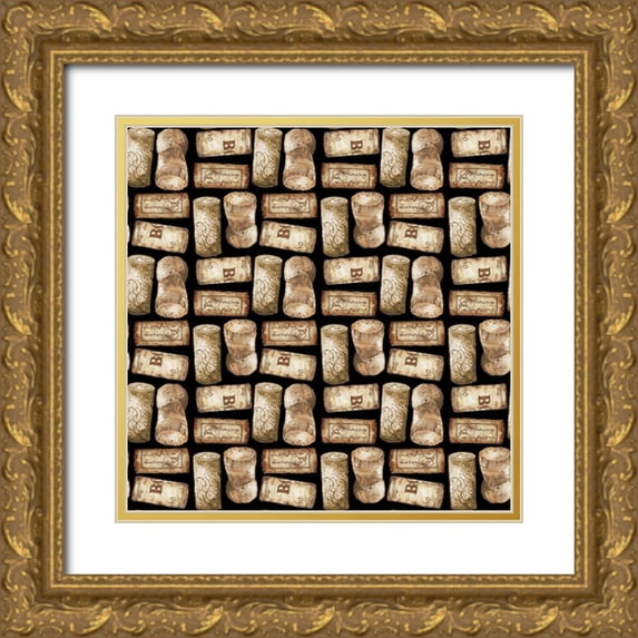 Baker, Mary Beth 26x26 Gold Ornate Wood Framed with Double Matting Museum Art Print Titled - Wine Cork Pattern A (black)