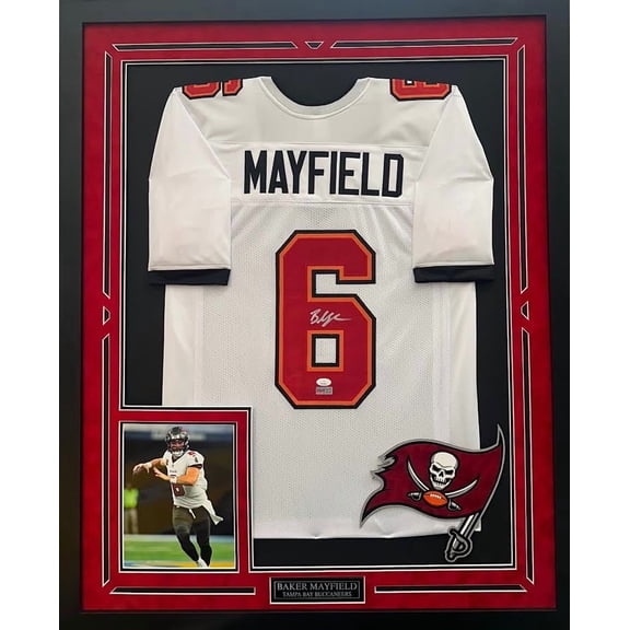 Baker Mayfield Autographed Hand Signed Custom Framed Tampa Bay Buccaneers Jersey - JSA COA