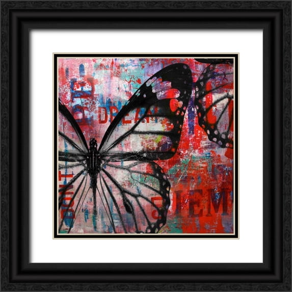 Baker, Micha 26x26 Black Ornate Wood Framed with Double Matting Museum Art Print Titled - Butterfly IV