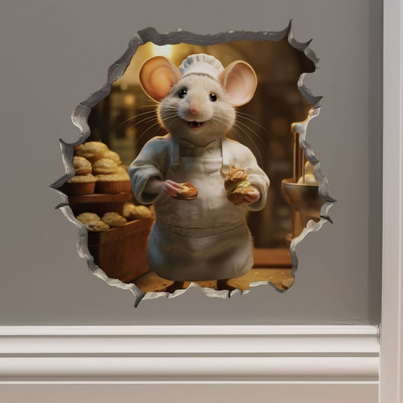 Baker Mouse in Mouse Hole Decal - Mouse Hole 3D Wall Sticker