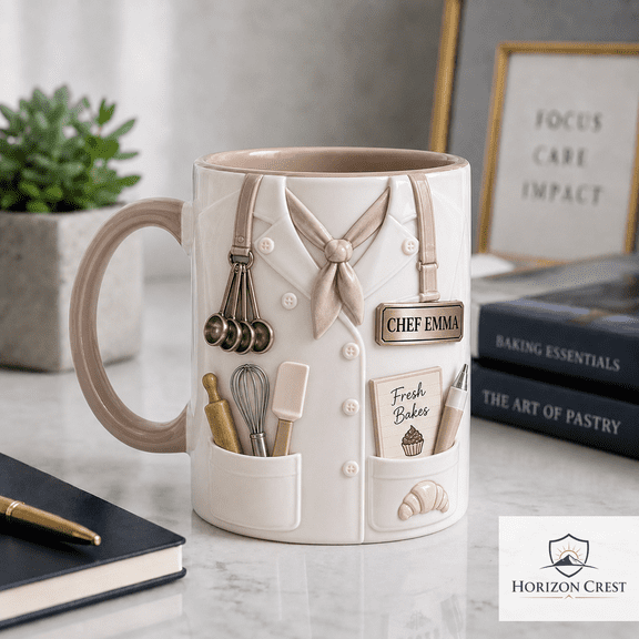 Baker Mug Chef Uniform Design for Pastry Chef Gift, Coffee Cup for Baking Lovers