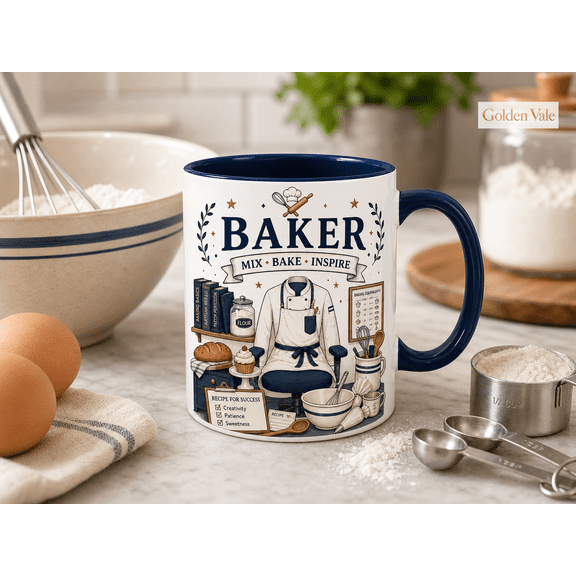 Baker Mug with Mix Bake Inspire Design, Baking Gift for Home Bakers