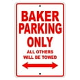 thumbnail image 1 of Baker Parking Only Gift Decor Novelty Garage Metal Aluminum 12"x18" Sign, 1 of 1