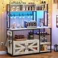 thumbnail image 1 of Baker Rack with 8 Open Shelves and Hutch for Kitchen, Multifunctional Microwave Stand with Charging Station and LED Lights, Coffee Bar with Spacious Desktop and 8-S Hooks, White, 1 of 8