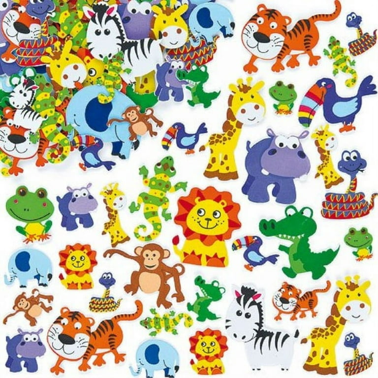 Baker Ross Jungle Animal Foam Stickers 12 Assorted Designs, Kid's Craft  Activities, Embellishments for Decorating, Scapbooking a 