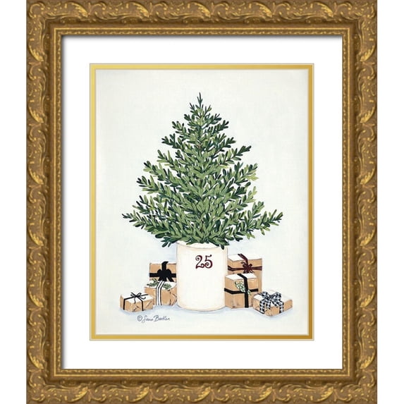 Baker, Sara 12x14 Gold Ornate Wood Framed with Double Matting Museum Art Print Titled - Country Crock Christmas Tree