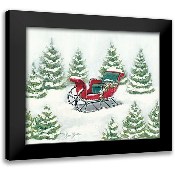 Baker, Sara 14x12 Black Modern Framed Museum Art Print Titled - Tree Farm Sleigh