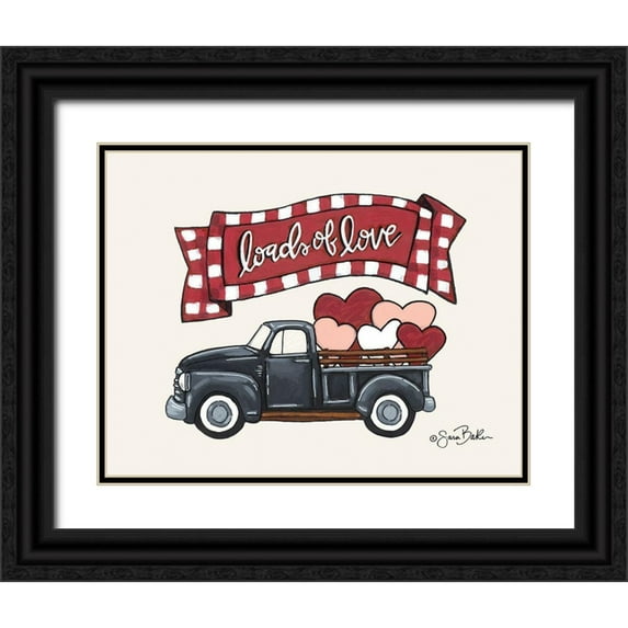 Baker, Sara 14x12 Black Ornate Wood Framed with Double Matting Museum Art Print Titled - Loads of Love Truck
