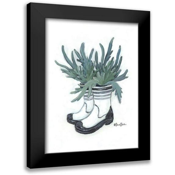 Baker, Sara 14x18 Black Modern Framed Museum Art Print Titled - Rain Boot Staghorn Fern