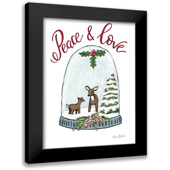 Baker, Sara 15x18 Black Modern Framed Museum Art Print Titled - Peace and Love Deer
