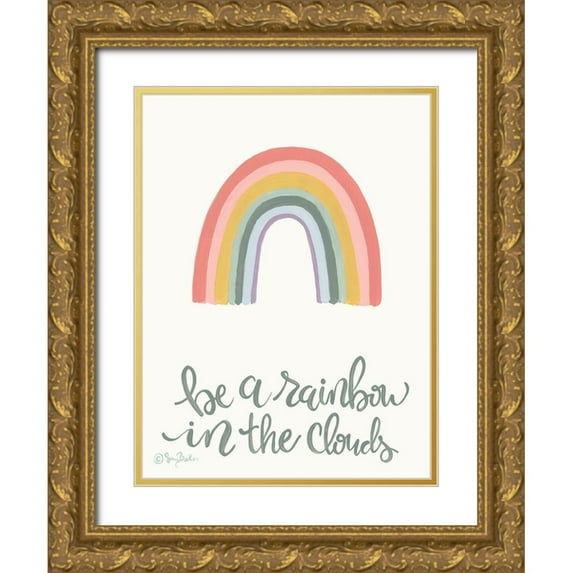 Baker, Sara 19x24 Gold Ornate Wood Framed with Double Matting Museum Art Print Titled - Rainbow in the Clouds