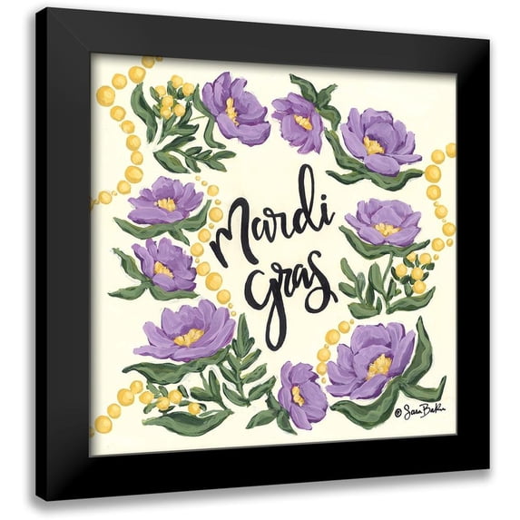 Baker, Sara 20x20 Black Modern Framed Museum Art Print Titled - Floral Mardi Gras