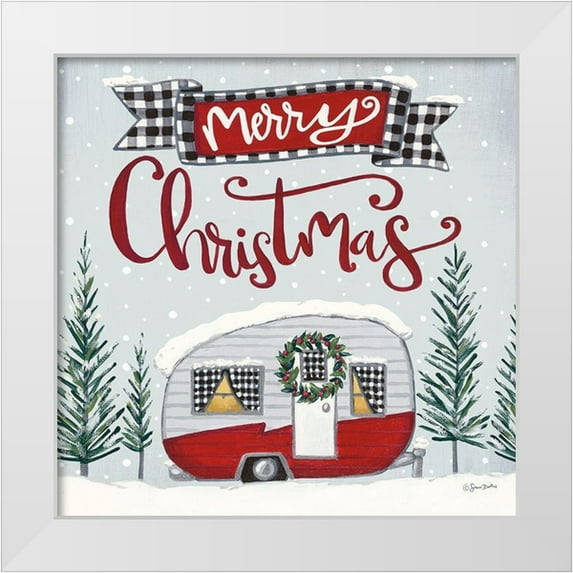 Baker, Sara 26x26 White Modern Wood Framed Museum Art Print Titled - Merry Christmas Camper