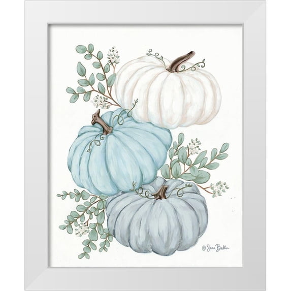 Baker, Sara 26x31 White Modern Wood Framed Museum Art Print Titled - Pumpkin Trio