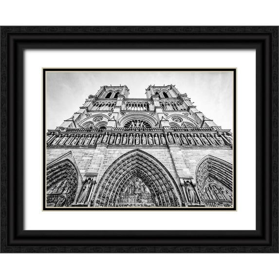 Baker, Thomas 18x14 Black Ornate Wood Framed with Double Matting Museum Art Print Titled - Notre Dame, Paris