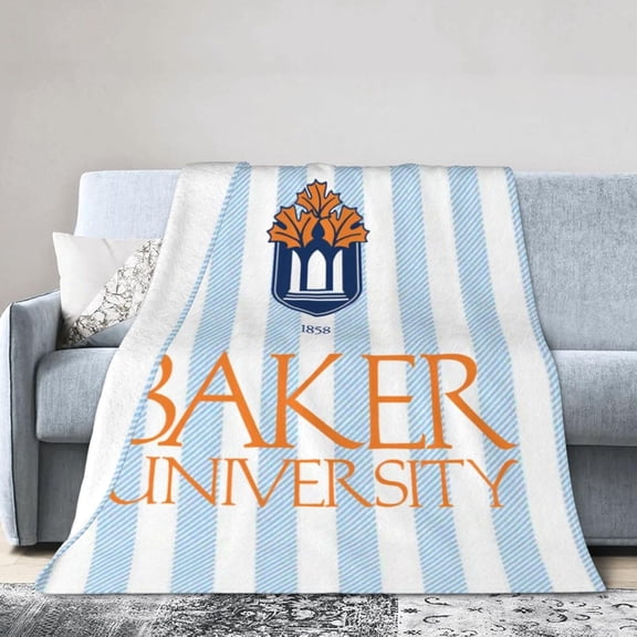 Baker University Fleece Blanket, Very Soft Microfiber Flannel Blanket for Couch Warm and Cozy for All Seasons
