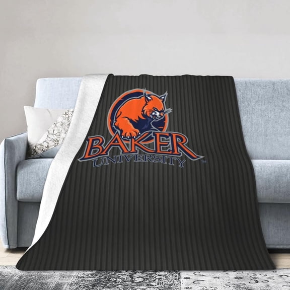 Baker University-Logo Fleece Blanket, Very Soft Microfiber Flannel Blanket for Couch Warm and Cozy for All Seasons